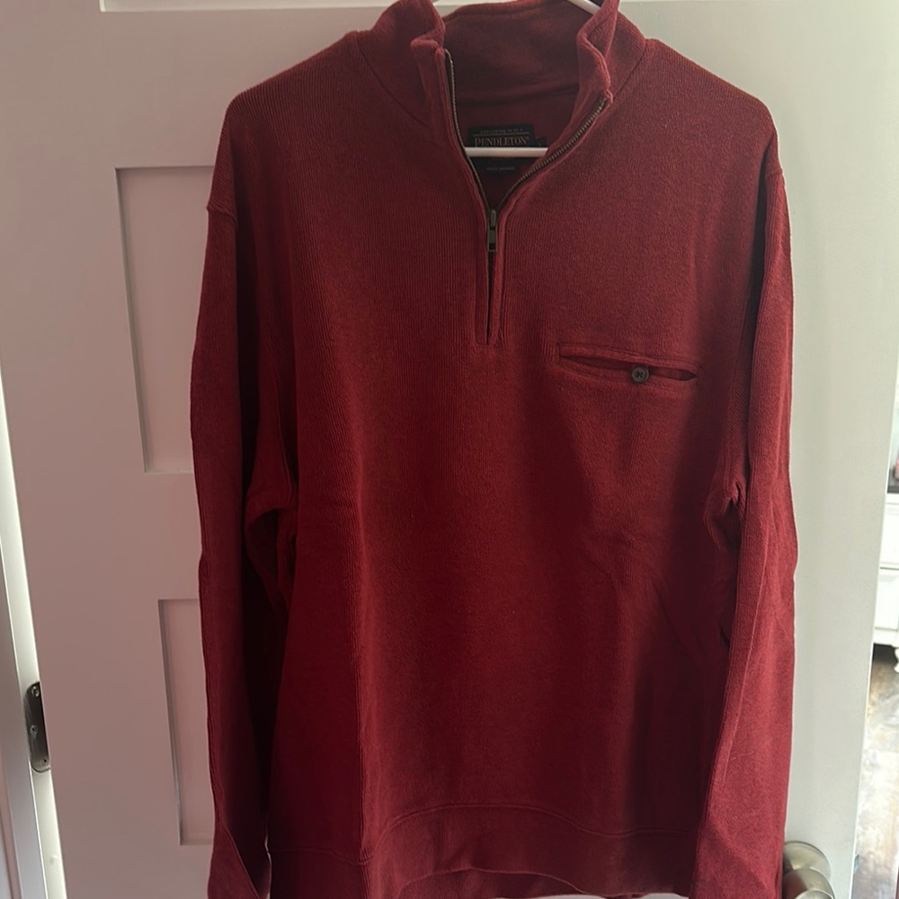 Pendleton Red Zip Up Sweater Classic Style